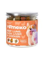 YUMEKO сублимированное лакомство для кошек и собак c говяжьим легким, утиной печенью и кусочками курицы