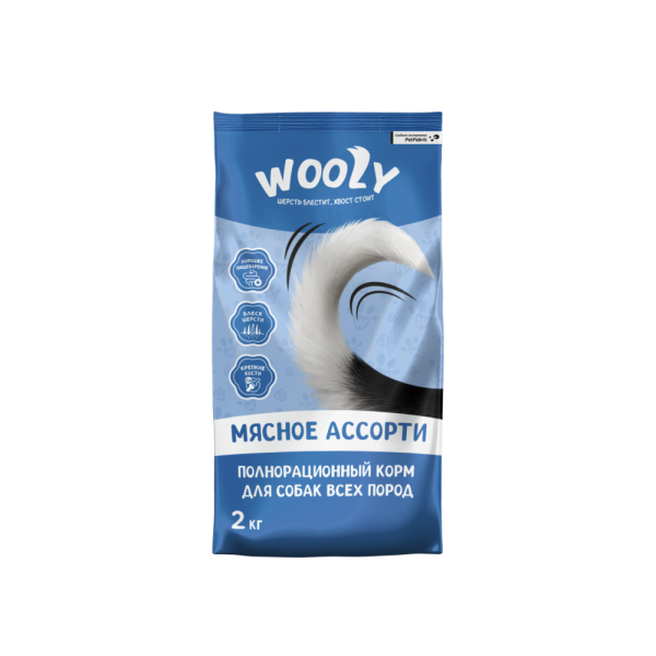 WOOLY сухой корм для собак всех пород «Мясное ассорти»